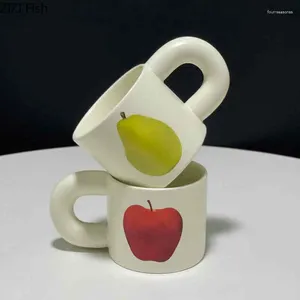 Mugs Cute Apple Pear Mug Ceramic Couple Coffee Cup Afternoon Tea Home Breakfast Milk Creative Drinkware Wedding Gift