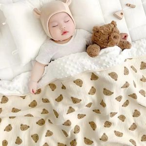 Cotton Baby Quilt Spring Summer Blanket Childrens Muslin Comforter Soft Kindergarten Items Bedding Doudou 240306