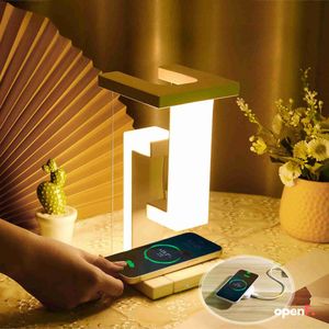 Lâmpadas de mesa Anti-gravidade Suspensão Candeeiro de mesa USB Romântico Night Light Iluminação Decoração Carregamento sem fio Casa Estudo Decoração Presente YQ240316