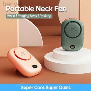 Electric Fans Mini Portable Outdoor Hand Fan Hanging Neck Fan USB Charging 2000mAh Battery Powered Wireless Table Air Cooling Fan 240316