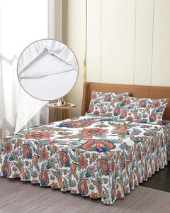 Bedkjol Flower Retro Paisley Elastic Montered Bed Steread med Pillow Cases Protector Madrass Cover Bedding Set Sheet