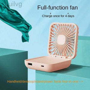 Electric Fans Mini Portable Fan With PowerBank Hanging Neck USB laddar bladfria svala lilla lilla söta härliga uppladdningsbara 240316