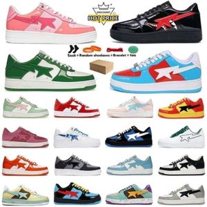 Designer Casual Sta Sk8 Shoes for Women Low Tops Casual Shoes Shark Star Sk8 Patent Leather Black White Blue Outdoor Sneakers