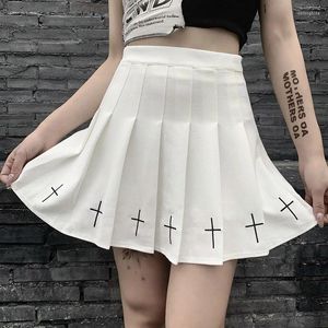 Etek kadın y2k mini etek harajuku goth punk kuşaklı ön cep a-line gotik pileli yüksek bel ekose patenci