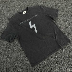 Мужские футболки Frog Drift Marilyn Manson Lightning Graphics Уличная одежда с принтом Винтажная одежда Повседневная свободная футболка большого размера Футболка для мужчин Q240316
