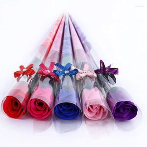 Decorative Flowers 1pc Soap Rose Flower Artificial Bouquet Wedding Party Holding Fake Valentine's Day Year Gifts Home Decoration