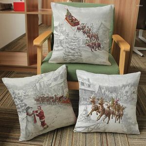 Travesseiro decoração de natal papai noel travesseiros casos boneco de neve rena noel decoração de casa capa de natal 45x45cm