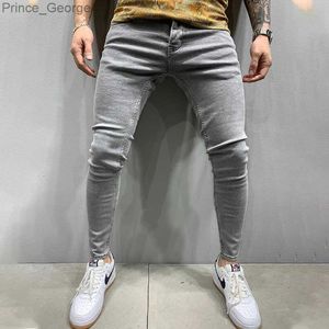 Jeans masculinos 2023 novos homens elásticos skinny jeans cor sólida magro ajuste calças casuais moda mens designer roupas streetwear denim calças l2403