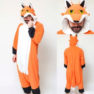 Nachtwäsche Animal Fox Kigurumis Flanell Erwachsene Frauen Männer warm niedliche lustige Fuchs- onesie Pamas Winter Party Jumpsuit Cartoon Nachtwäsche