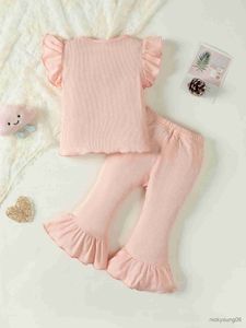 Kleidungssets 2 Stück Sommer Baumwolle Mädchen Kurzarm Tops Lange Hosen Bequeme Kleidung Homewear Sportbekleidung Bestes süßes Geschenk für Baby