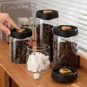 Förvaringsflaskor Matklass Glasläcksäker kaffebönsvakuum Försluten kapsel Anti-oxidationstank Anti-mögelbehållare