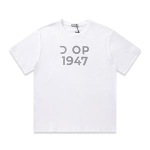 Top Diolr Men's and Women's Louieys Summer Summer Fashion Fashioner T-Shirt قصيرة الأكمام القصيرة القطن النقي القطن القصيرة الأوروبية والأمريكية XS-L