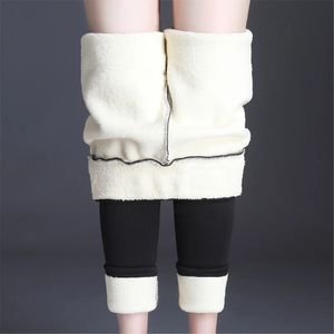 Oumengk Moda Yüksek Bel Sonbahar Kış Kadınlar Kalın Sıcak Elastik Pantolon Kalitesi S-5XL Pantolon Sıkı Tip Kalem Pantolonları 240309