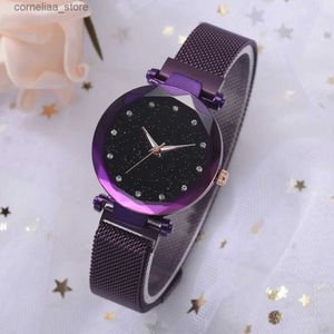 Outros relógios de luxo mulheres es senhoras magnético céu estrelado mulheres moda diamante quartzo pulsos reloj mujer zegarek damski y240316