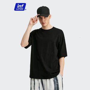 インフラチオ夏100％コットンソリッドTシャツの男性因果基本的な白ティーユニセックスプレーンクラシックトップスプラスサイズ240305