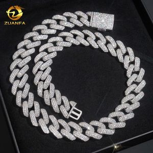 Çılgın Tasarım Bussdown Özel 20mm VVS Moissanite Zincir Hip Hop Baget Moissanite Küba Bağlantı Zinciri