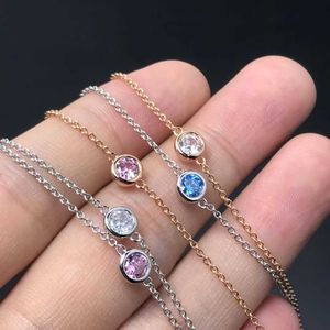 Designer tiffay and cos New Bubble Necklace S925 Silver Plated 18K Rose Gold Material co High Edition Collar Chain Straight