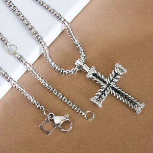 Fashion designer 925 sterling silver diamond Cuban chain David series Yaman black cross Dy pendant necklace for men and women's birthday jewelry