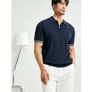 여름 고급 폴로 셔츠 통기성과 건조한 짧은 슬리브 비즈니스 캐주얼 라펠 영국 스타일 라이트 성숙한 남자 티셔츠