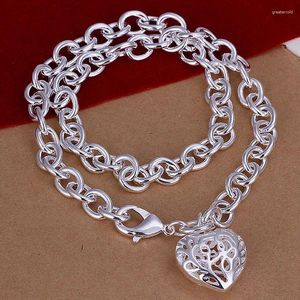 Kolye Kolyeleri 925 STERLING Gümüş Kalp Cazibesi Kolye Kadın Düğün Partisi Mücevher Hediyesi için Kıdemli Kıdemli