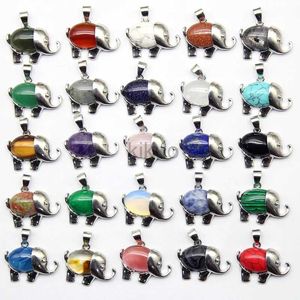 Dangle Chandelier 10pcs Natural Crystal Stone Pendants Necklaces Elephant Animal Reiki Jewelry for Women Girls Lovely Small Pendant Diy earrings 24316