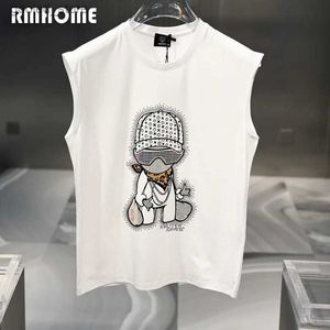 Herren-T-Shirts, ärmelloses T-Shirt für Herren, Cartoon-Druck, heißes Diamant-Tanktop, hochwertige Baumwolle, Herren-T-Shirt, Sommer, beliebte Herrenbekleidung, M-4XL, Q240316