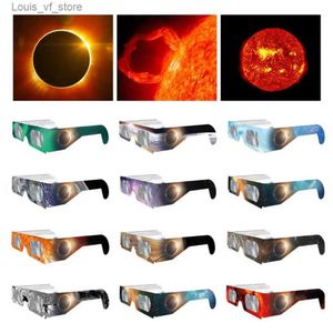 Outdoor Eyewear Sunglasses Eclipse Viewing Glasses Set with Uv Protection Colorful Sun Picture Print Lightweight Paper Frame 6/12 H240316