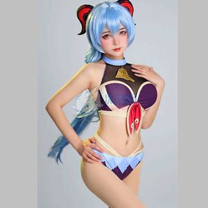 Kvinnors badkläder Game Genshin Impact Cosplay Come Ganyu Swimsuit Summer Anime Women Sexig delad badkläder 2022 Bikini-storlekar S-XLC24315