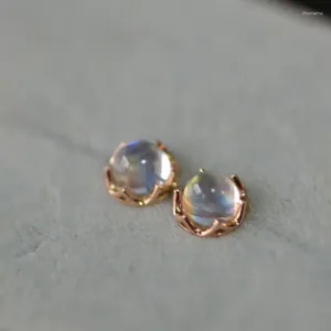 Brincos de parafuso prisioneiro 925 prata esterlina 14k banhado a ouro natural azul moonstone brinco moda luxo design vintage jóias na moda para presente feminino