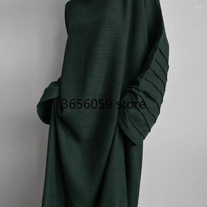 Etniska kläder muslimska klänningar Kvinnor Loose Tiered ärmar Dubai Abaya Elegant Islamiska Turk Hijab Robe Modest Ramadan Eid (ingen halsduk)