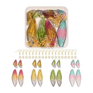 Dangle żyrandol Set ręcznie robiony żywiczny motyl Wing Urcing Wisher Coldant Kolczyki z pierścieniami skoku/haczyki kolczykowe dla kobiet biżuteria DIY Making 24316