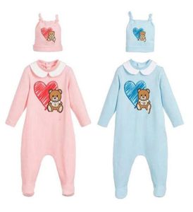 New Baby Boy Girl Rompers Long Sleeved Plaid Infant JumpsuitHat 2Pcs Outfit Kids Newborn Baby Clothes Jumpsuit2655521