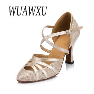 NATASHA Latin Chinese Shoes Dance Square Soft Sole Female High Heel Dance Adult Heel Social Dance Modern Baotou Dance S 240328