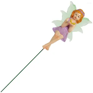 Garden Decorations Flower Fairy Micro Landscape Glowing The Dark Stake Plant Accessories Potted Plants Resin Ornament Statue