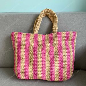 10a Top Straw Bag Designer Totes Woven Bag Designer Beach Bag Luxury Handväskor 24 cm Bambu Fiber Sticking Bag Casual stor kapacitet Handväska Presentförpackning Lady Bag