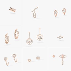 Classic M Series Fashion Designer örhängen Romantiska örhängen Högkvalitativ Single Diamond Sliding Asymmetric Earrings Women's Birthday Smyckesgåvor