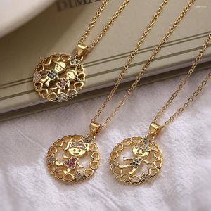 Pendant Necklaces BUY Unique Hollow Design Circle Boy & Girl Necklace For Women Gold Color Stainless Steel Jewelry Birthday Gift