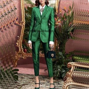 Kvinnors tvådelar Pants Office Post Parts Women Suits Set Elegant Birthday Party Satin Jacket and Customization Combi-Pants