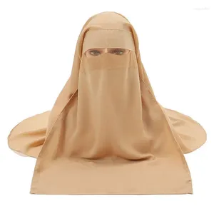 Abbigliamento etnico Stile Foulard Ramadan Eid Hijab musulmano Donna Tinta unita Niqab Burqa Cappellino turbante Velo Sciarpa islamica Coprispalle completo