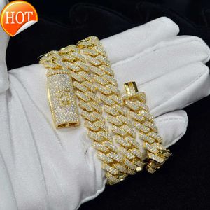 Collane a ciondolo 10 mm Moissanite Cuban Chain Spedizione veloce rotonda taglio brillante 10k 14k Gold Cuban Gold Catena per uomini Donne