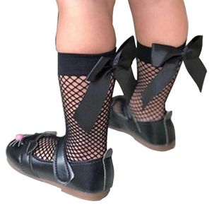 10pairs20cs Fashion Kids Baby Girl Black White Fishnet Mesh korta strumpor strumpbyxor med bandbåge för barn Girl3946353