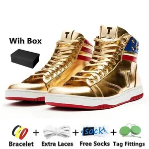 2024 T Trump Sneakers Basketball Shoes The Never Surrender High-Tops Designer 1 TS Gold Custom Men Sneakers Outdoor Comfort Sport Trendy Lace-Up مع Box 36-45