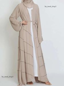 Etniska kläder Täräckade öppna Abaya Dubai Turkiet Spring Summer Party Solid Muslim Fashion Hijab Dress Belted Abayas For Women Kimono Islam Kaftan 497