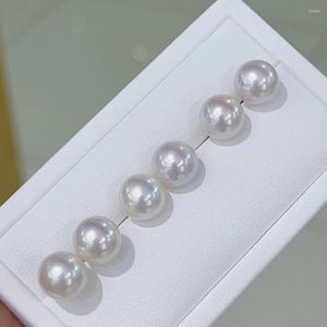 Stud Earrings 18K Real Solid Gold Set Natural Akoya White Pearl Earring High Quality 8-9mm Round Shining Ear Studs Luxury Jewelry