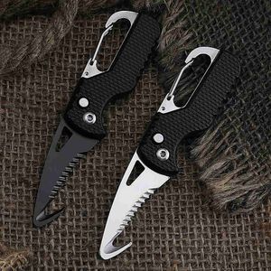 Taktiska knivar Portable Knife Outdoor Camping Folding Knife Express Package Knife Keychain Serrated Hook Knifera överlevnadsverktyg Boxl2403