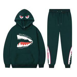 I tracksuit 2 -stycken Sweatshirts Sweatpants Tryckt Pullover Hip Hop Y2K Streetwear Hoodie Set for Women and Men outfit 240312