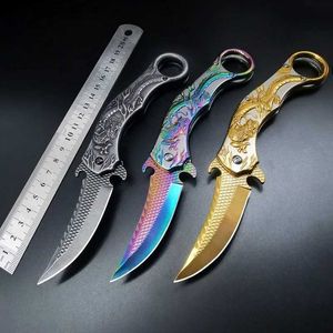 Taktiska knivar Creative Outdoor Rescue Folding Knife High Hardness Portable Self-Defense Survival Militär Taktisk kniv Gyllene räddning Handlel2403