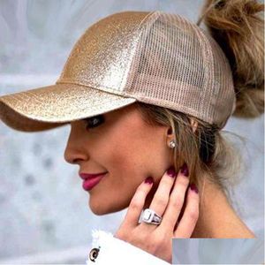 Bollmössor Fashion Glitter Cap for Women Mesh Breattable Summer Sun Hat Outdoor Sports Baseball 12 Färger Drop Delivery Accessories H Otiwe