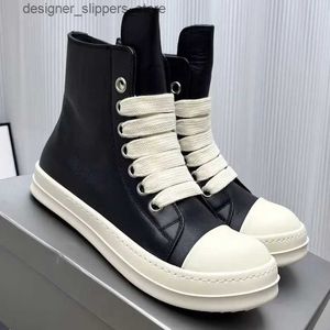 Dress Shoes Brand Design Flat Leather Women Sneakers Men Natural Leather Hand-made Casual Tennis Large Size Lace-up Motorcycle Black Shoes Q240316