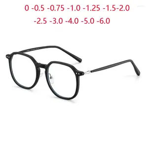 Sunglasses Black Frame Polygn Student Myopic Glasses Finished Women Fashion Short-sight Optical Eyeglasses Prescription 0 -0.5 -0.75 To -6